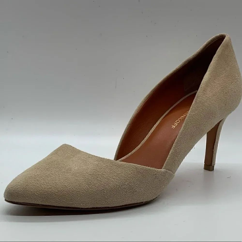 Rebecca Minkoff tan suede leather heels.